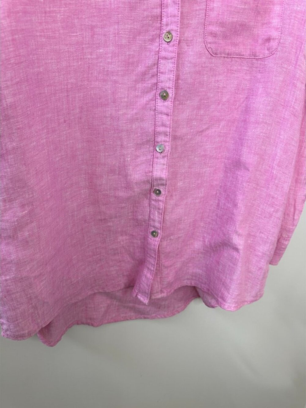 Christian Siriano 100% Linen Button Front Shirt Roll Tab Small Pink Resortwear - Picture 4 of 5
